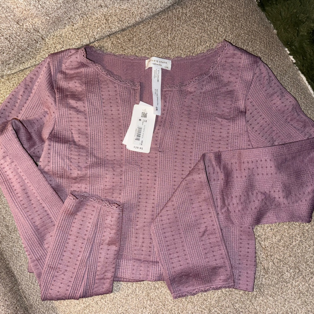 Altar'd State Lavender Textured Knit Top